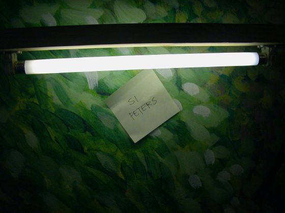 Wo jetzt nur ein Zettel baumelt, kommt gleich das von mir layoutete Bild rein