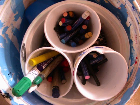 Mit Stiften knnen Besucher Kommentare und ihre alten Wohnsttten in eine Karte einzeichnen