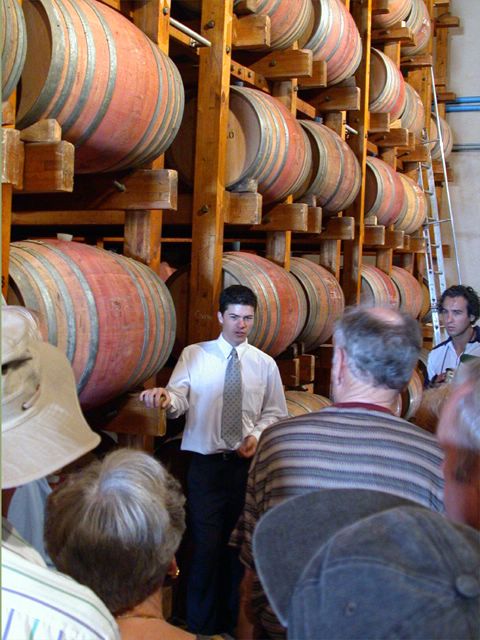 In groen Eichenfssern lagern die berwiegend roten Weine bis sie abgefllt werden